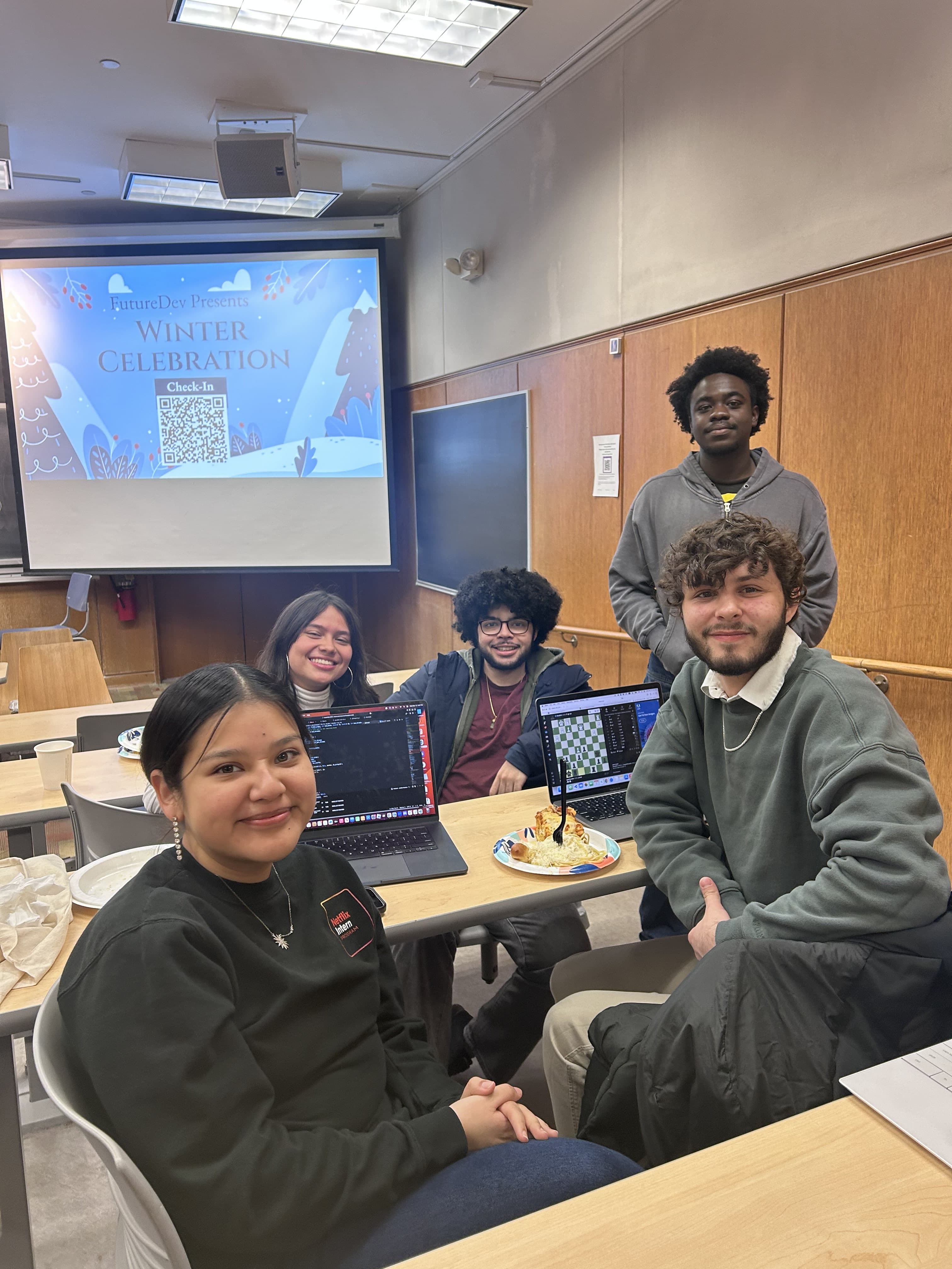 FutureDev members at a Winter Celebration social event